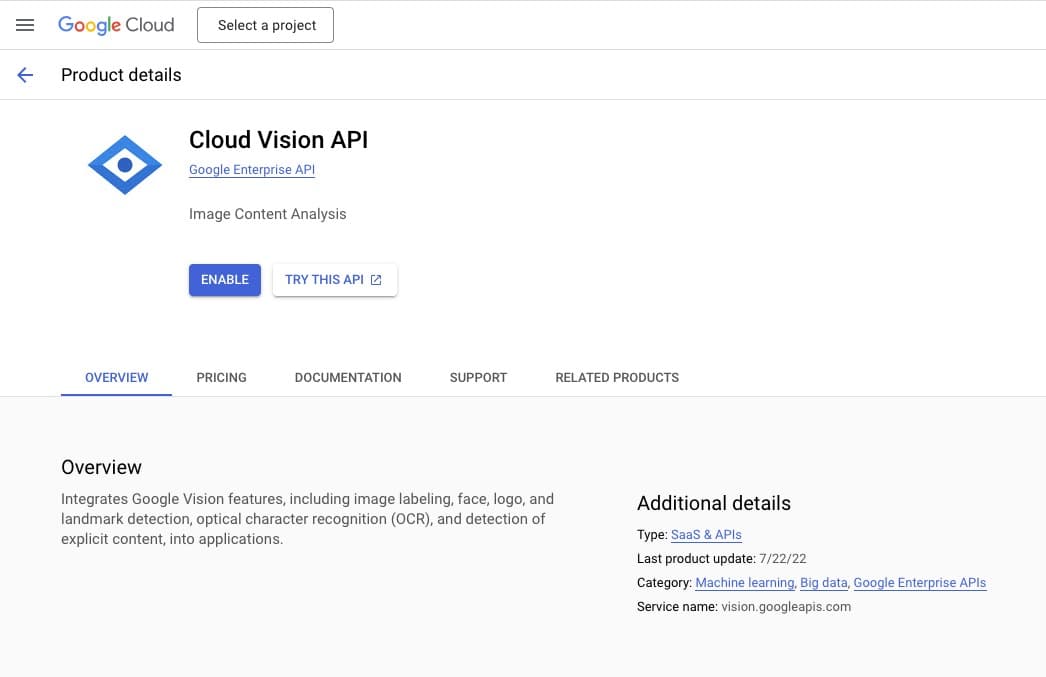 Google Cloud Vision API